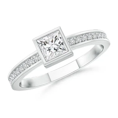 ANGARA BEZEL-SET PRINCESS DIAMOND STACKABLE PROMISE RING