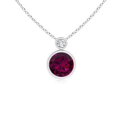 ANGARA BEZEL-SET RHODOLITE SOLITAIRE PENDANT WITH DIAMOND