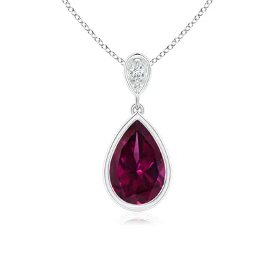 ANGARA BEZEL-SET RHODOLITE TEARDROP PENDANT WITH DIAMOND