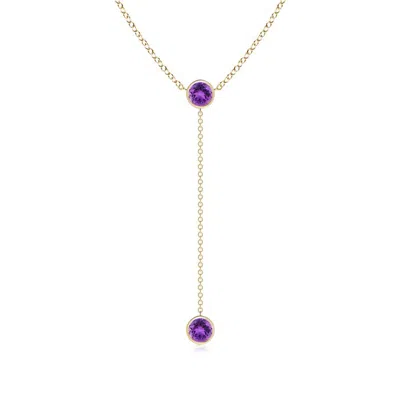 ANGARA BEZEL-SET ROUND AMETHYST LARIAT STYLE NECKLACE