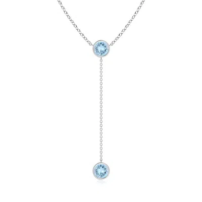 ANGARA BEZEL-SET ROUND AQUAMARINE LARIAT STYLE NECKLACE