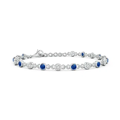 ANGARA BEZEL-SET ROUND BLUE SAPPHIRE AND DIAMOND TENNIS BRACELET