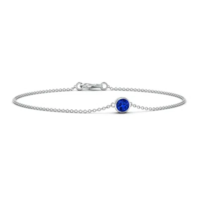 ANGARA BEZEL-SET ROUND BLUE SAPPHIRE CHAIN BRACELET