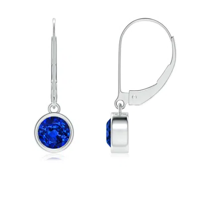 ANGARA BEZEL-SET ROUND BLUE SAPPHIRE LEVERBACK DROP EARRINGS