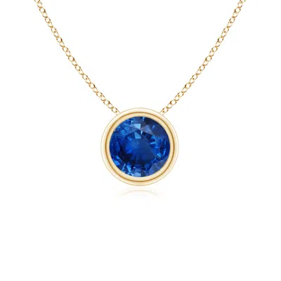ANGARA BEZEL-SET ROUND BLUE SAPPHIRE SOLITAIRE PENDANT