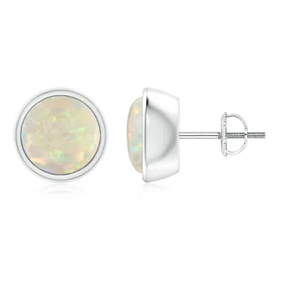 ANGARA BEZEL-SET ROUND CABOCHON OPAL STUD EARRINGS