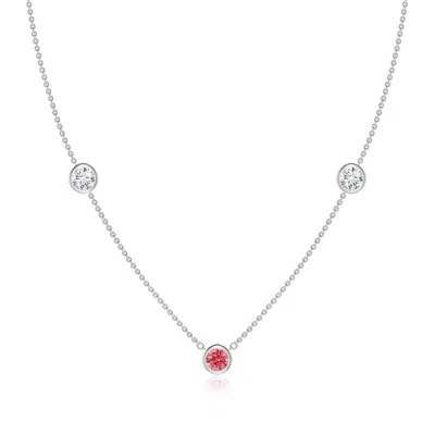 ANGARA BEZEL-SET ROUND FANCY INTENSE PINK AND WHITE DIAMOND CHAIN NECKLACE