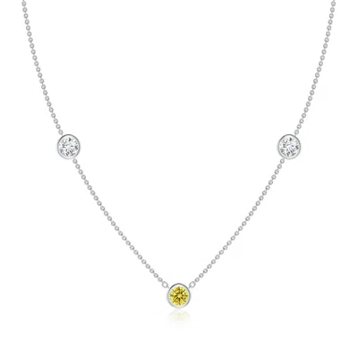 ANGARA BEZEL-SET ROUND FANCY INTENSE YELLOW AND WHITE DIAMOND CHAIN NECKLACE