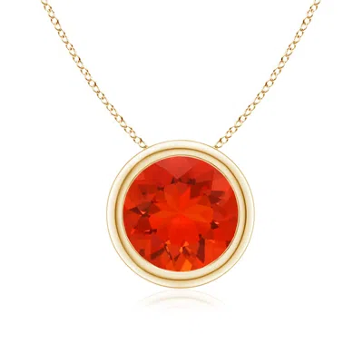 ANGARA BEZEL-SET ROUND FIRE OPAL SOLITAIRE PENDANT