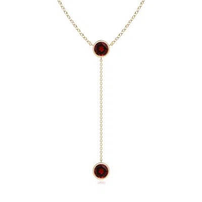ANGARA BEZEL-SET ROUND GARNET LARIAT STYLE NECKLACE