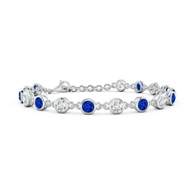 ANGARA BEZEL-SET ROUND LAB-GROWN BLUE SAPPHIRE AND DIAMOND TENNIS BRACELET