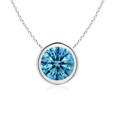 ANGARA BEZEL-SET ROUND LAB-GROWN FANCY INTENSE BLUE DIAMOND SOLITAIRE NECKLACE
