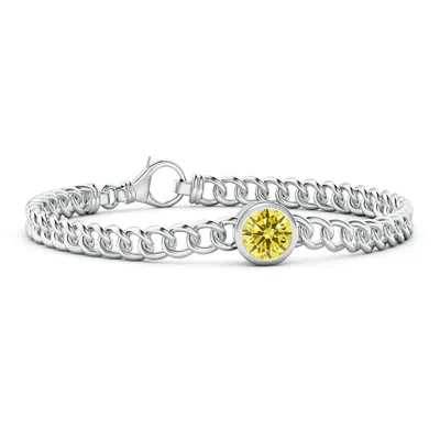 ANGARA BEZEL-SET ROUND LAB-GROWN FANCY INTENSE YELLOW DIAMOND CHAIN BRACELET