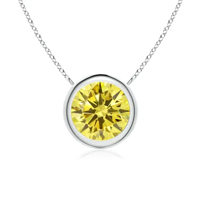 ANGARA BEZEL-SET ROUND LAB-GROWN FANCY INTENSE YELLOW DIAMOND SOLITAIRE NECKLACE
