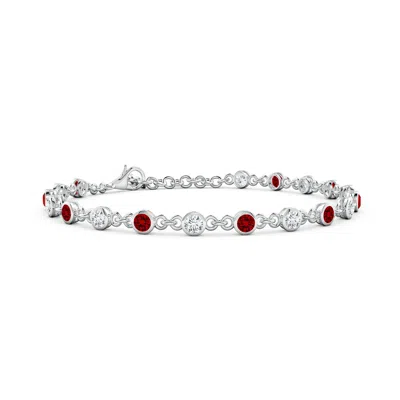 ANGARA BEZEL-SET ROUND LAB-GROWN RUBY AND DIAMOND TENNIS BRACELET