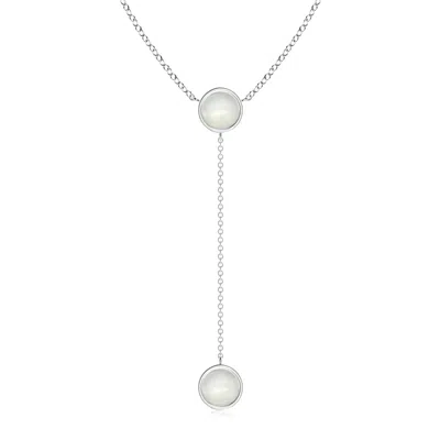 ANGARA BEZEL-SET ROUND MOONSTONE LARIAT STYLE NECKLACE