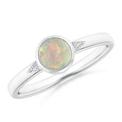 ANGARA BEZEL-SET ROUND OPAL RING WITH DIAMOND ACCENTS