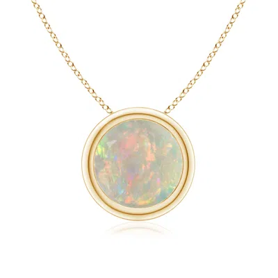 ANGARA BEZEL-SET ROUND OPAL SOLITAIRE PENDANT