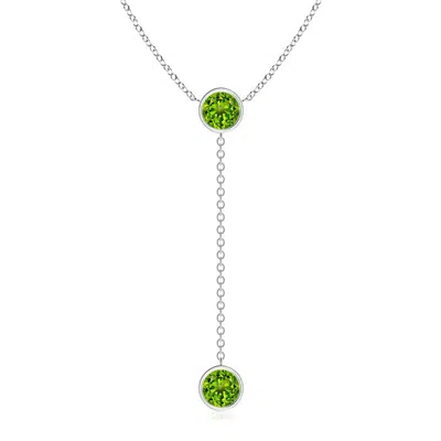 ANGARA BEZEL-SET ROUND PERIDOT LARIAT STYLE NECKLACE