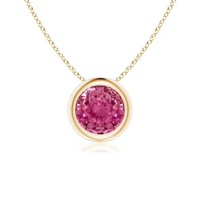 ANGARA BEZEL-SET ROUND PINK SAPPHIRE SOLITAIRE PENDANT