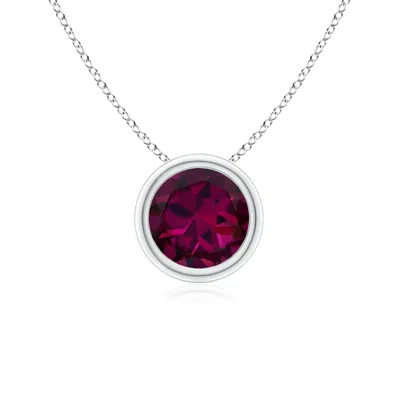 ANGARA BEZEL-SET ROUND RHODOLITE SOLITAIRE PENDANT