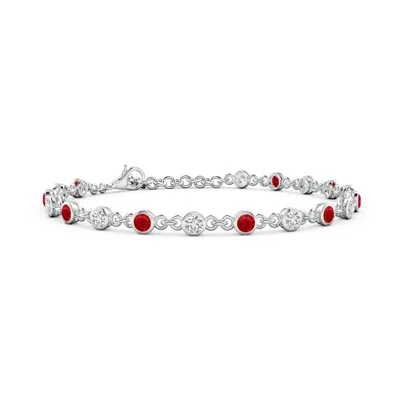 ANGARA BEZEL-SET ROUND RUBY AND DIAMOND TENNIS BRACELET
