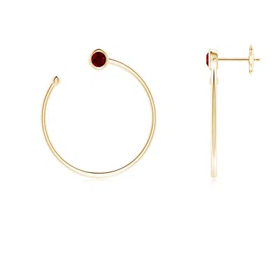 ANGARA BEZEL-SET ROUND RUBY FRONT-TO-BACK FLEX HOOP EARRINGS