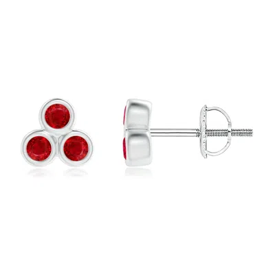 ANGARA BEZEL SET RUBY TRIO CLUSTER STUD EARRINGS