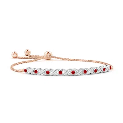 ANGARA BEZEL-SET RUBY XO BOLO BRACELET