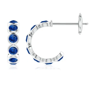 ANGARA BEZEL-SET SAPPHIRE HUGGIE HOOP EARRINGS