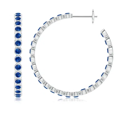 ANGARA BEZEL-SET SAPPHIRE INSIDE-OUT LARGE HOOP EARRINGS