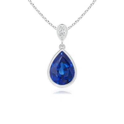 ANGARA BEZEL-SET SAPPHIRE TEARDROP PENDANT WITH DIAMOND