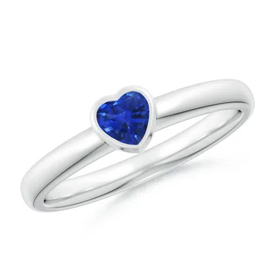 ANGARA BEZEL-SET SOLITAIRE HEART BLUE SAPPHIRE PROMISE RING