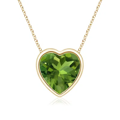 ANGARA BEZEL-SET SOLITAIRE HEART PERIDOT PENDANT
