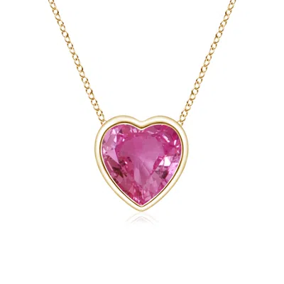 ANGARA BEZEL-SET SOLITAIRE HEART PINK SAPPHIRE PENDANT