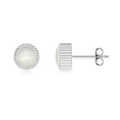 ANGARA BEZEL-SET SOLITAIRE ROUND MOONSTONE BEADED HALO STUDS