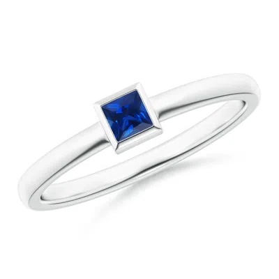 ANGARA BEZEL-SET SOLITAIRE SQUARE BLUE SAPPHIRE STACKABLE RING