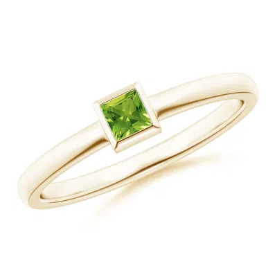 ANGARA BEZEL-SET SOLITAIRE SQUARE PERIDOT STACKABLE RING