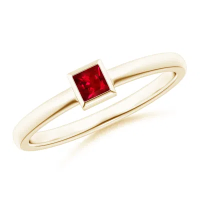 ANGARA BEZEL-SET SOLITAIRE SQUARE RUBY STACKABLE ENGAGEMENT RING