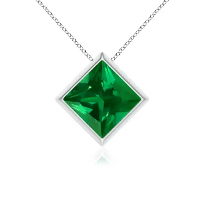 ANGARA BEZEL-SET SQUARE LAB-GROWN EMERALD SOLITAIRE PENDANT