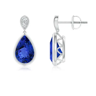 ANGARA BEZEL-SET TANZANITE TEARDROP EARRINGS WITH DIAMOND