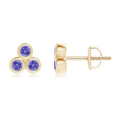 ANGARA BEZEL SET TANZANITE TRIO CLUSTER STUD EARRINGS