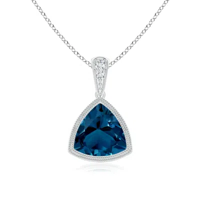ANGARA BEZEL-SET TRILLION LONDON BLUE TOPAZ PENDANT WITH MILGRAIN