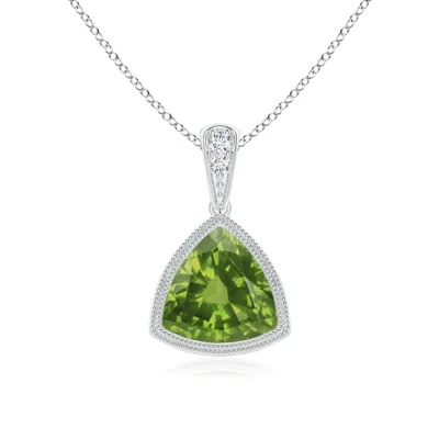 ANGARA BEZEL-SET TRILLION PERIDOT PENDANT WITH MILGRAIN