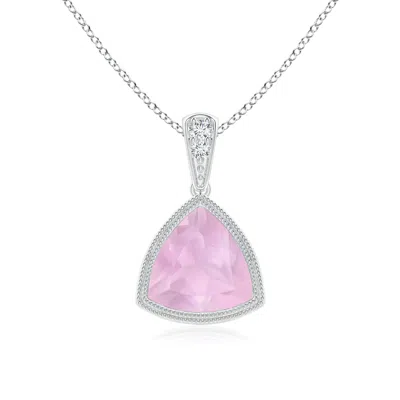 ANGARA BEZEL-SET TRILLION ROSE QUARTZ PENDANT WITH MILGRAIN