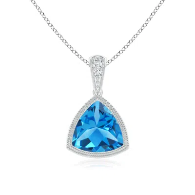ANGARA BEZEL-SET TRILLION SWISS BLUE TOPAZ PENDANT WITH MILGRAIN