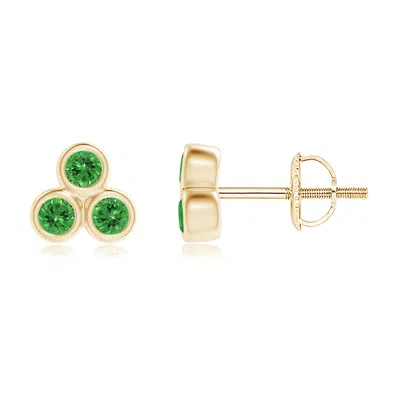 ANGARA BEZEL SET TSAVORITE TRIO CLUSTER STUD EARRINGS