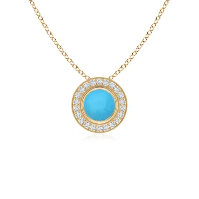 ANGARA BEZEL-SET TURQUOISE PENDANT WITH DIAMOND HALO