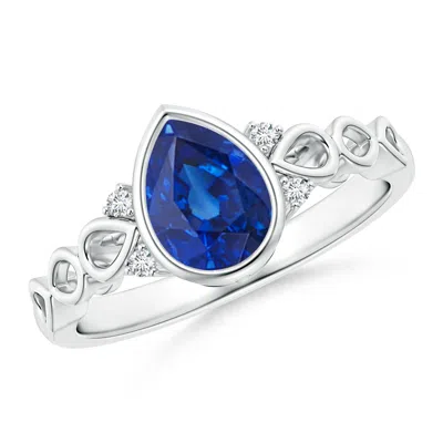 ANGARA BEZEL SET VINTAGE PEAR SAPPHIRE RING WITH DIAMOND ACCENTS