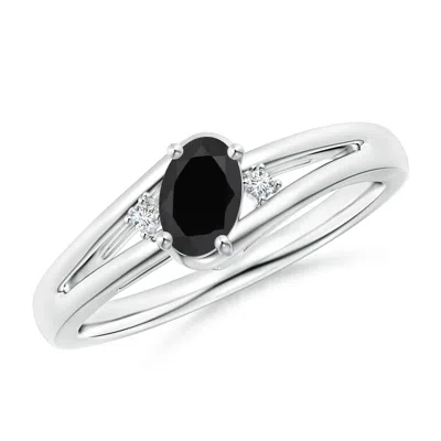 ANGARA BLACK ONYX AND DIAMOND SPLIT SHANK RING